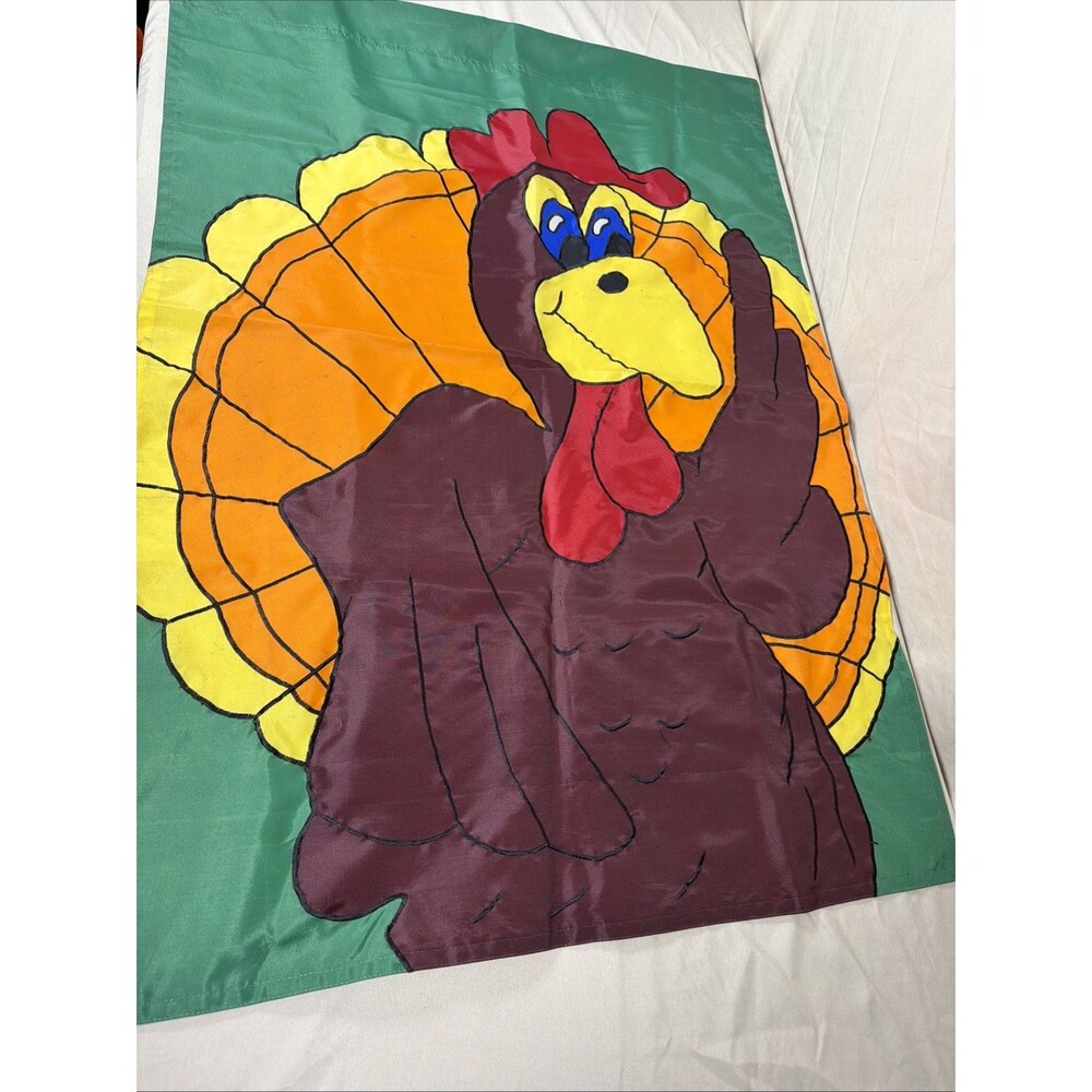 Thanksgiving Turkey Nylon Decorative Flag Banner 38 x 26 in Unbranded - Vintage?